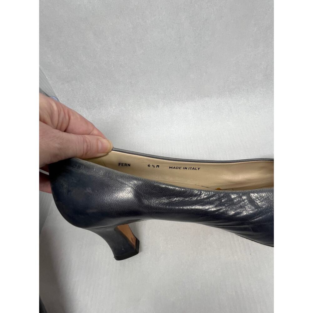 Vintage Bally Navy Blue Leather Pumps Made in Italy Size 6.5 - Picture 10 of 12